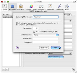 Editing SMTP Server Options